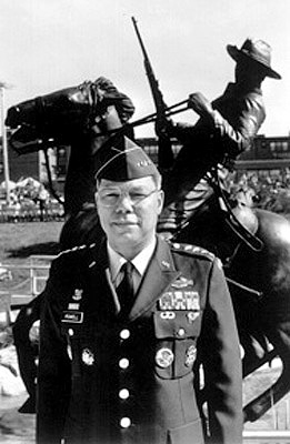 General Powell at the dedication of the Buffalo Soldier memorial at Fort Leavenworth.   Buffalo Soldiers was the name given by American Indians to the African Americans who served with the 10th Cavlary during the winning of the West.