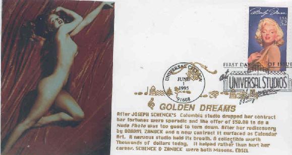 MarilynMonroeGoldenDreamsMasonicFDC1.jpg (31446 bytes)