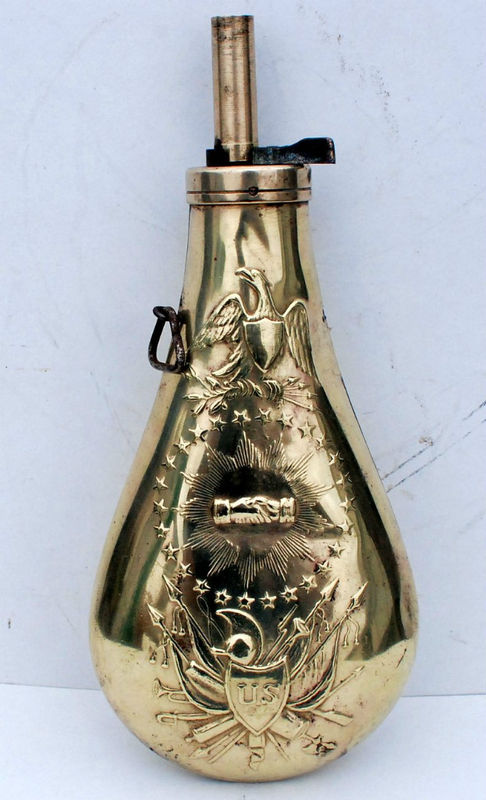 Civil War Stamped 1838 N.P. Ames Peace Powder Flask